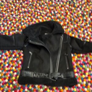Black Faux Leather Jacket with Belt